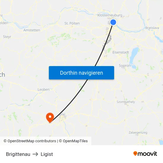 Brigittenau to Ligist map