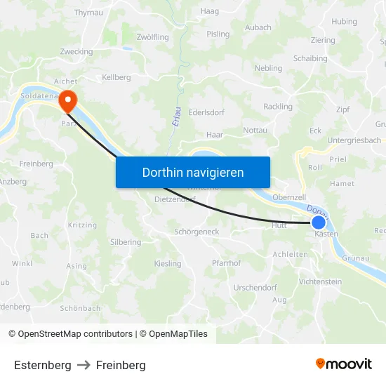 Esternberg to Freinberg map