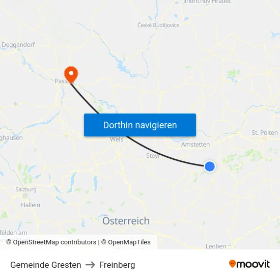 Gemeinde Gresten to Freinberg map