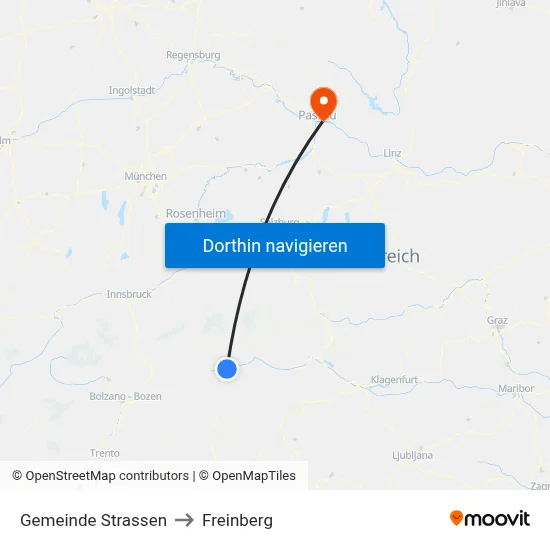 Gemeinde Strassen to Freinberg map