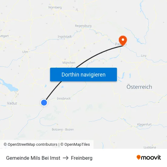 Gemeinde Mils Bei Imst to Freinberg map