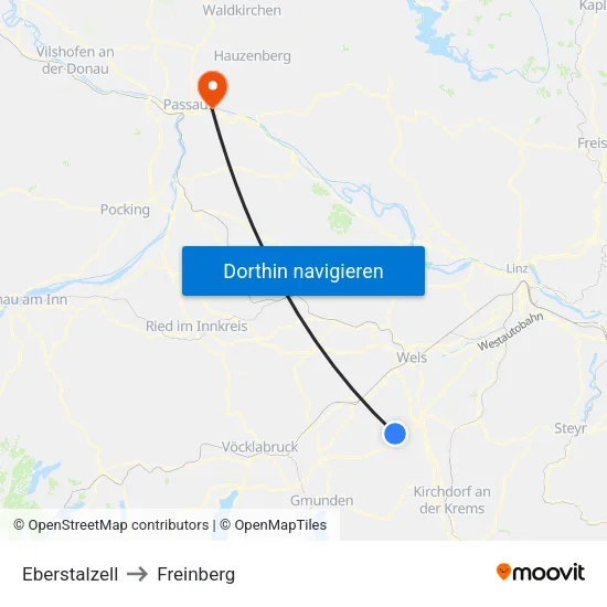 Eberstalzell to Freinberg map