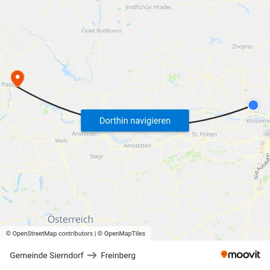 Gemeinde Sierndorf to Freinberg map
