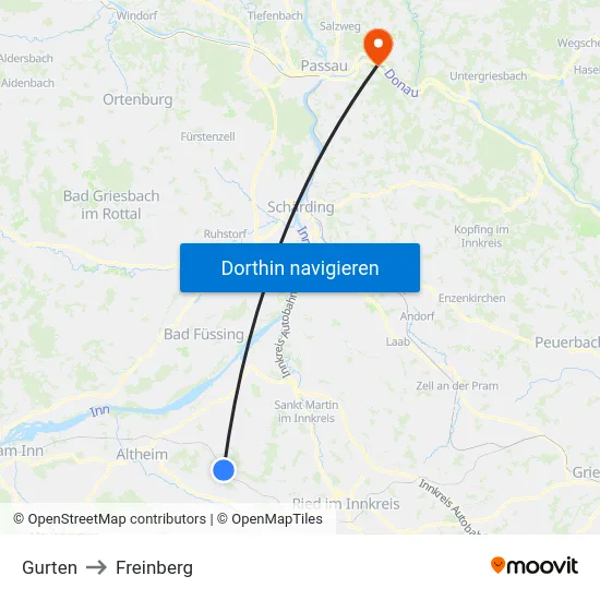 Gurten to Freinberg map