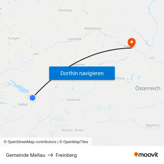 Gemeinde Mellau to Freinberg map