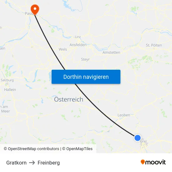 Gratkorn to Freinberg map