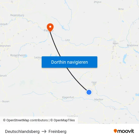 Deutschlandsberg to Freinberg map