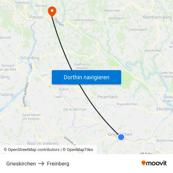 Grieskirchen to Freinberg map