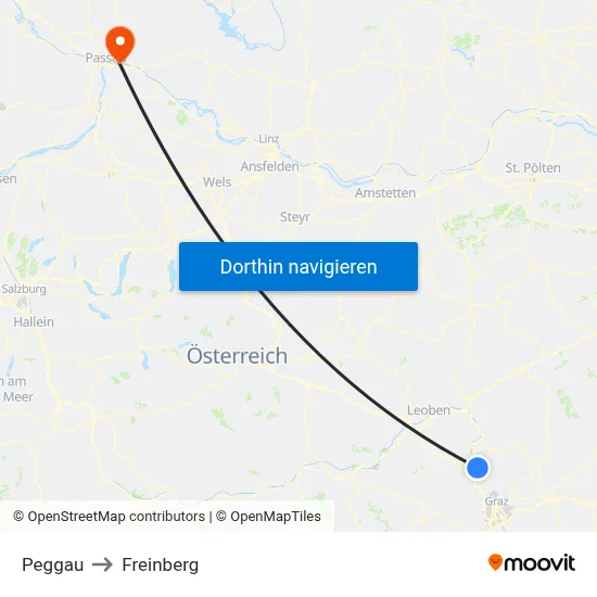 Peggau to Freinberg map