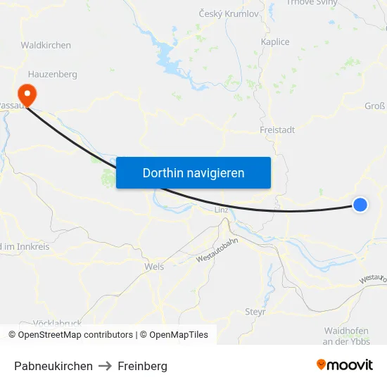 Pabneukirchen to Freinberg map