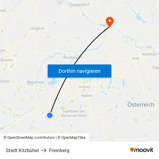 Stadt Kitzbühel to Freinberg map