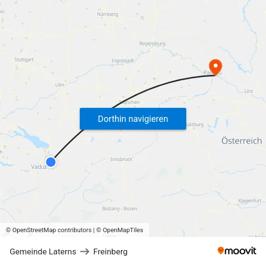Gemeinde Laterns to Freinberg map
