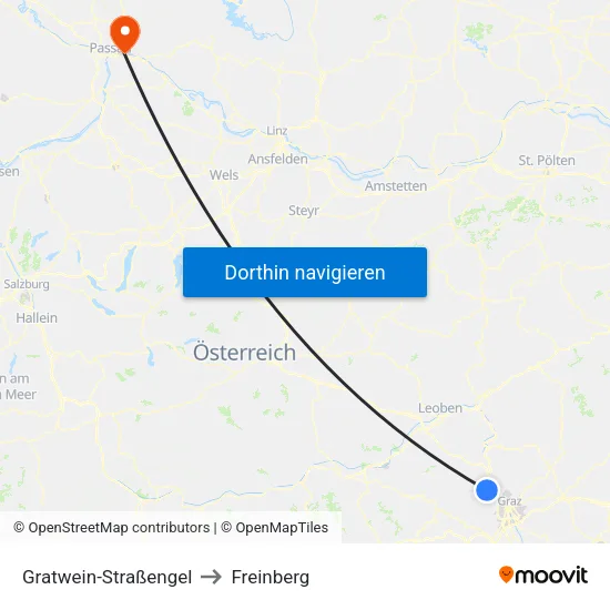Gratwein-Straßengel to Freinberg map