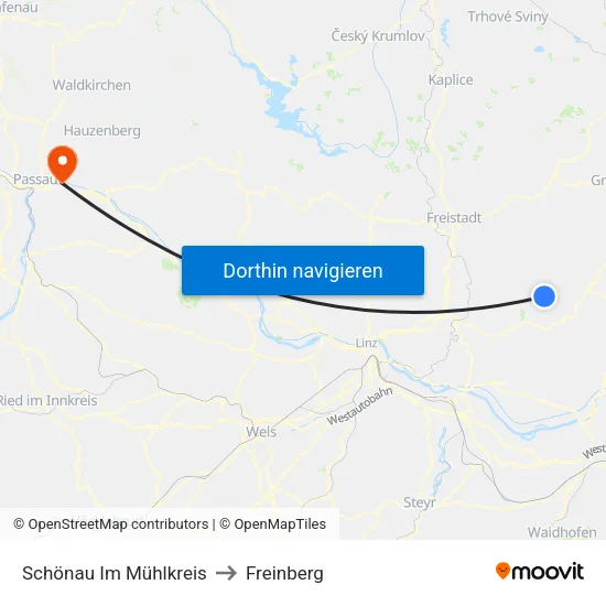 Schönau Im Mühlkreis to Freinberg map