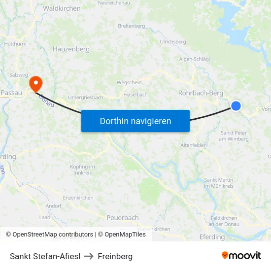 Sankt Stefan-Afiesl to Freinberg map