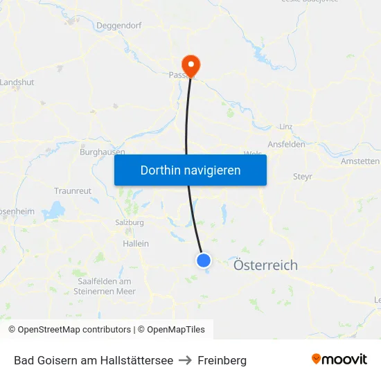 Bad Goisern am Hallstättersee to Freinberg map