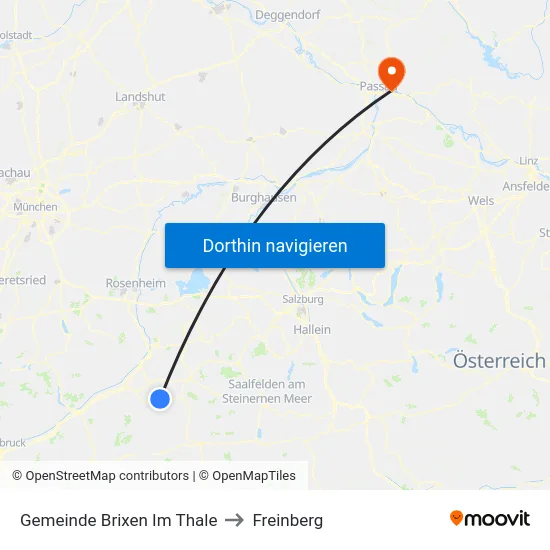 Gemeinde Brixen Im Thale to Freinberg map