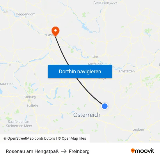 Rosenau am Hengstpaß to Freinberg map
