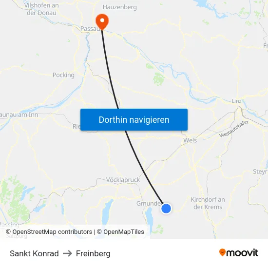 Sankt Konrad to Freinberg map
