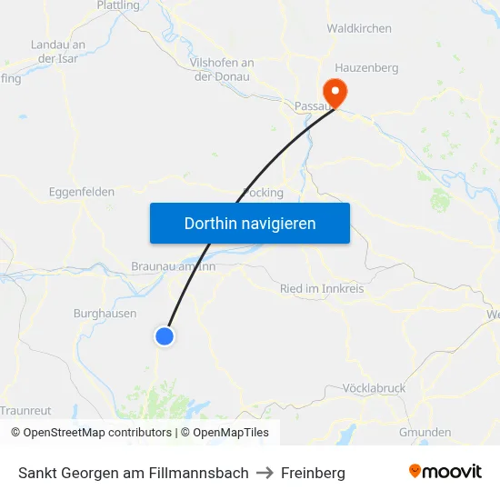Sankt Georgen am Fillmannsbach to Freinberg map