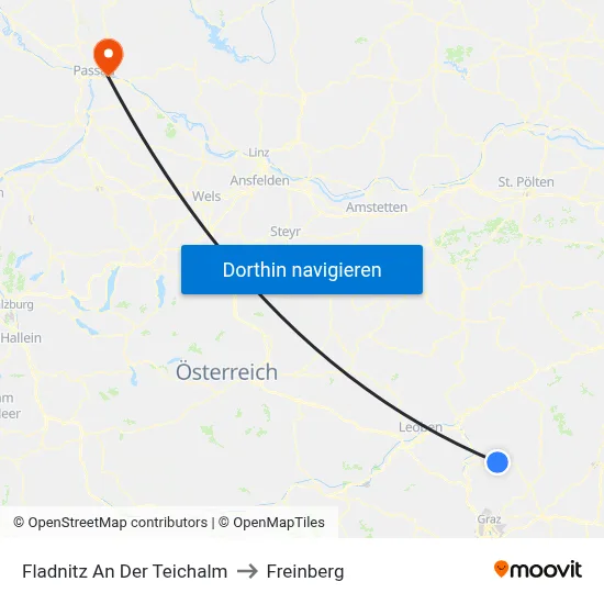 Fladnitz An Der Teichalm to Freinberg map