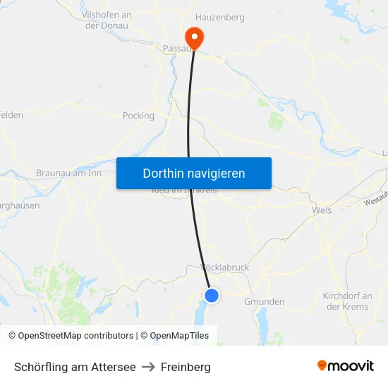 Schörfling am Attersee to Freinberg map