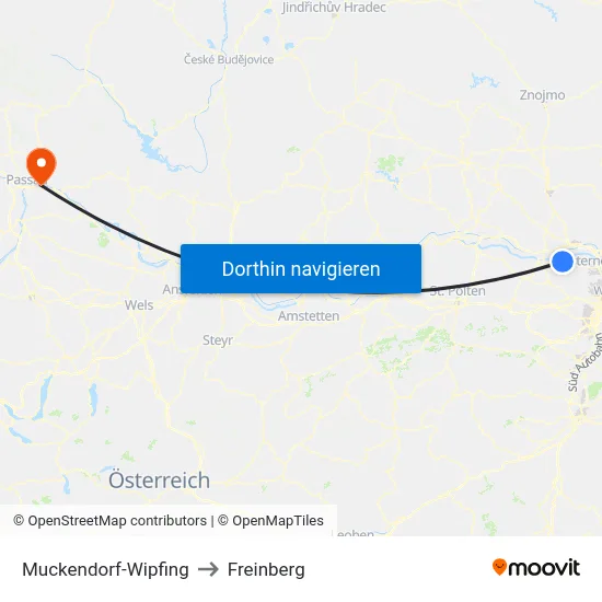 Muckendorf-Wipfing to Freinberg map