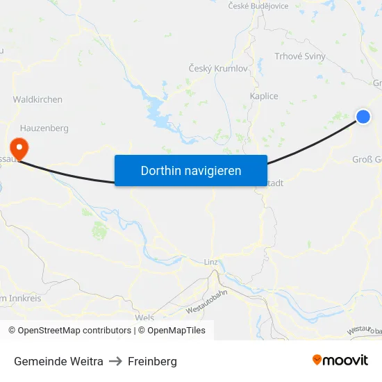 Gemeinde Weitra to Freinberg map