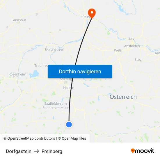Dorfgastein to Freinberg map