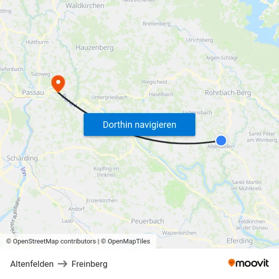 Altenfelden to Freinberg map