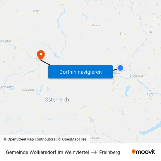 Gemeinde Wolkersdorf Im Weinviertel to Freinberg map