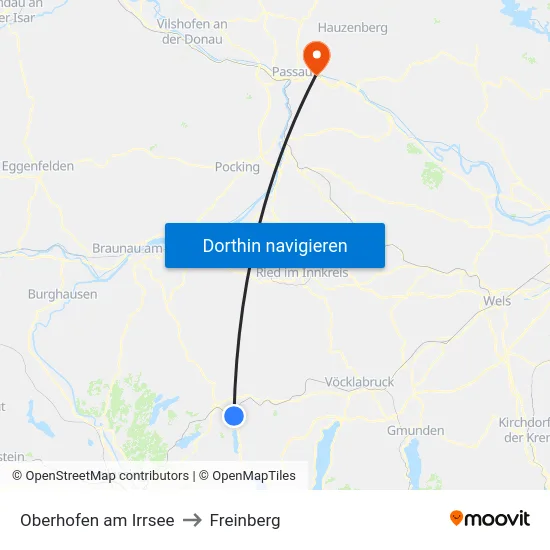 Oberhofen am Irrsee to Freinberg map