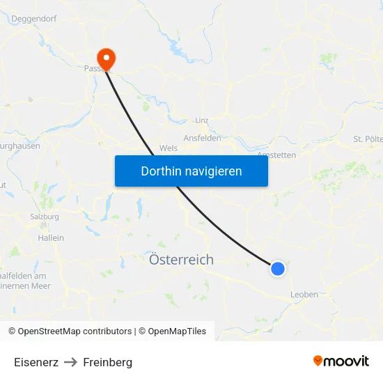 Eisenerz to Freinberg map