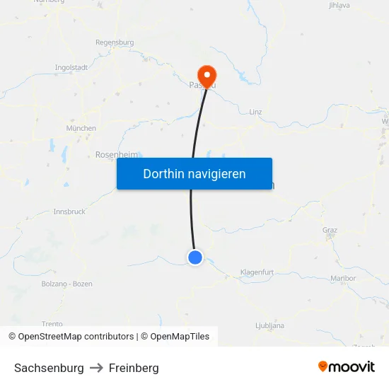 Sachsenburg to Freinberg map