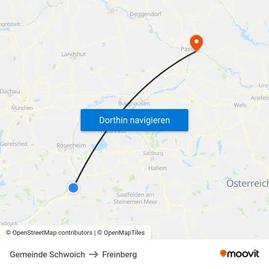 Gemeinde Schwoich to Freinberg map