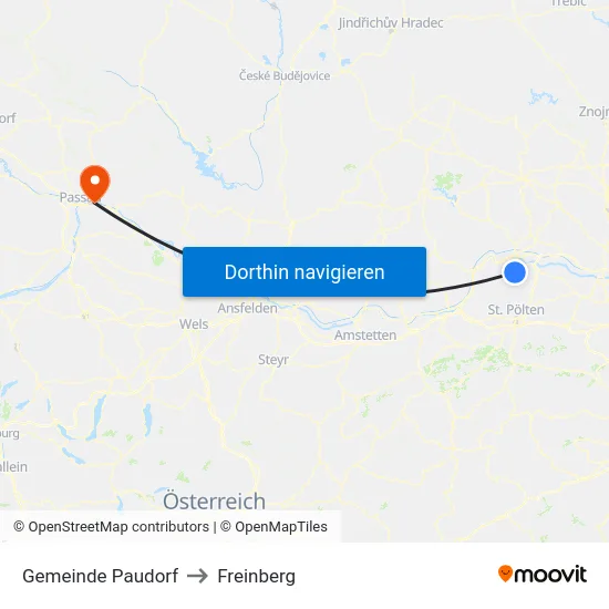 Gemeinde Paudorf to Freinberg map
