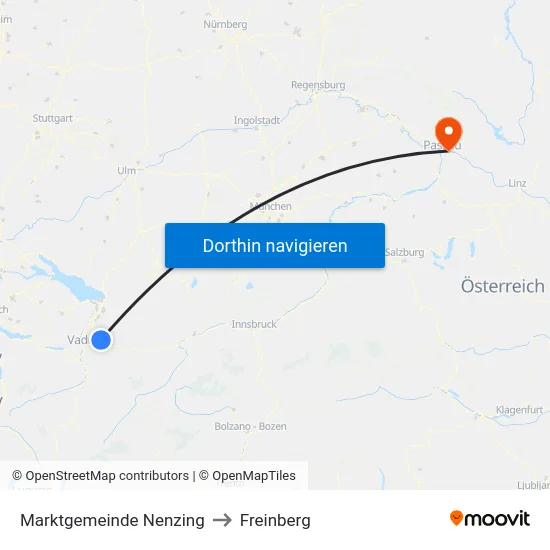 Marktgemeinde Nenzing to Freinberg map
