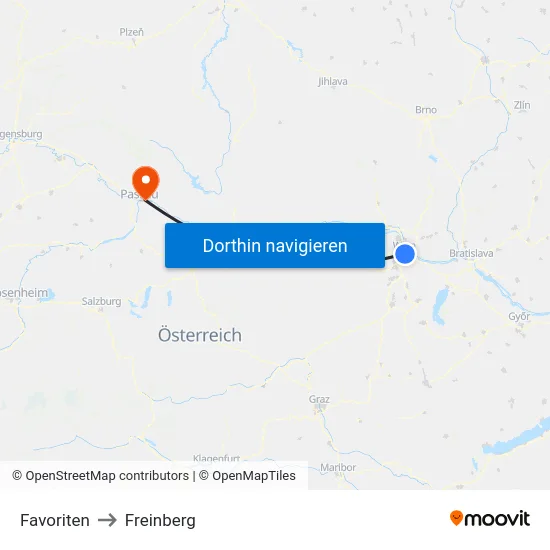 Favoriten to Freinberg map