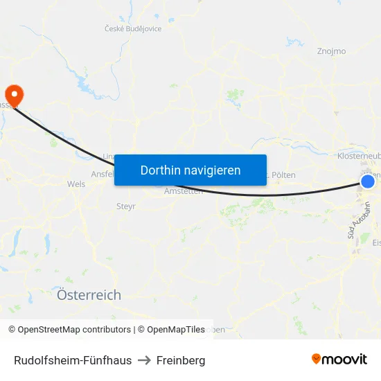 Rudolfsheim-Fünfhaus to Freinberg map