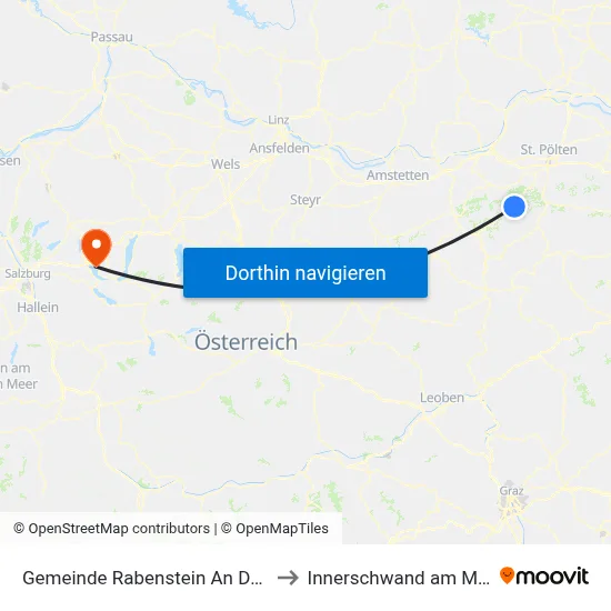 Gemeinde Rabenstein An Der Pielach to Innerschwand am Mondsee map
