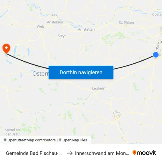 Gemeinde Bad Fischau-Brunn to Innerschwand am Mondsee map