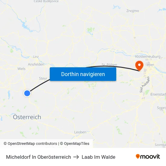 Micheldorf In Oberösterreich to Laab Im Walde map