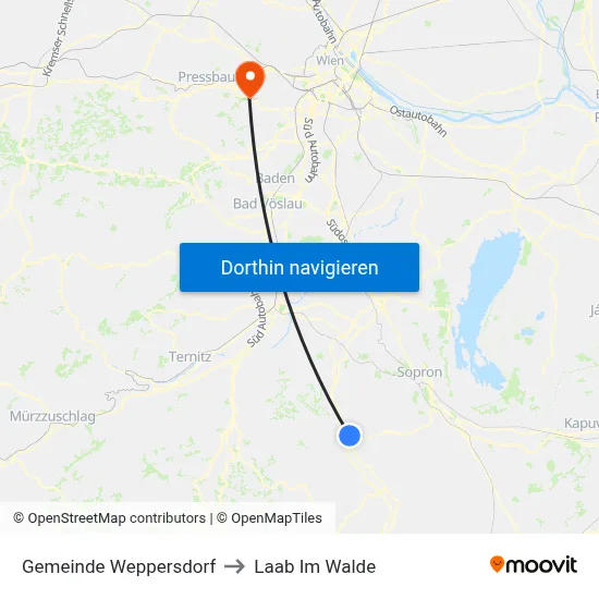 Gemeinde Weppersdorf to Laab Im Walde map