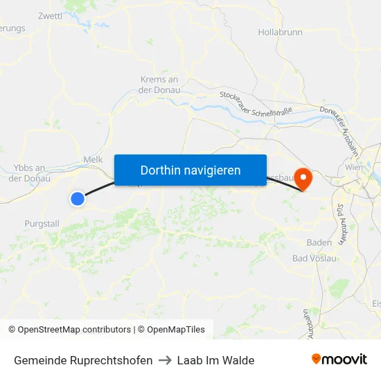 Gemeinde Ruprechtshofen to Laab Im Walde map