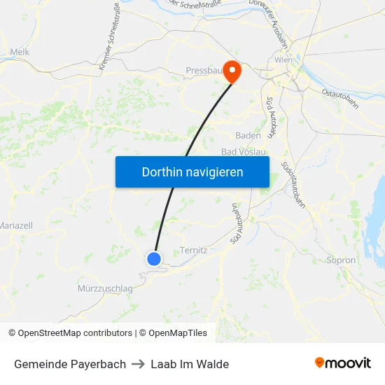 Gemeinde Payerbach to Laab Im Walde map