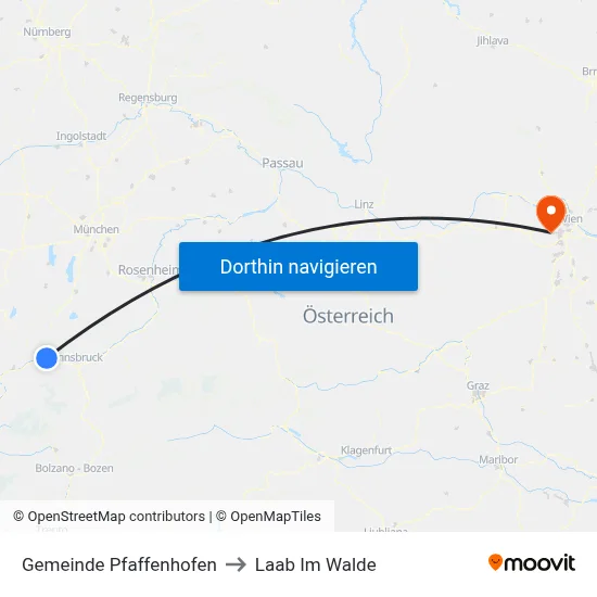 Gemeinde Pfaffenhofen to Laab Im Walde map