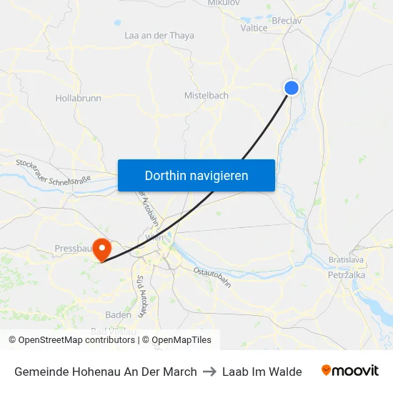 Gemeinde Hohenau An Der March to Laab Im Walde map