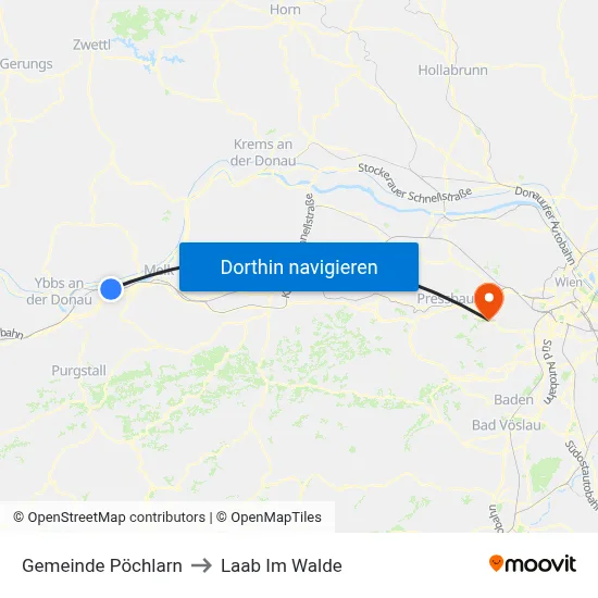 Gemeinde Pöchlarn to Laab Im Walde map