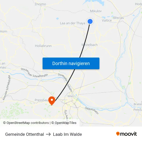 Gemeinde Ottenthal to Laab Im Walde map