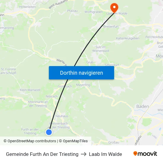Gemeinde Furth An Der Triesting to Laab Im Walde map